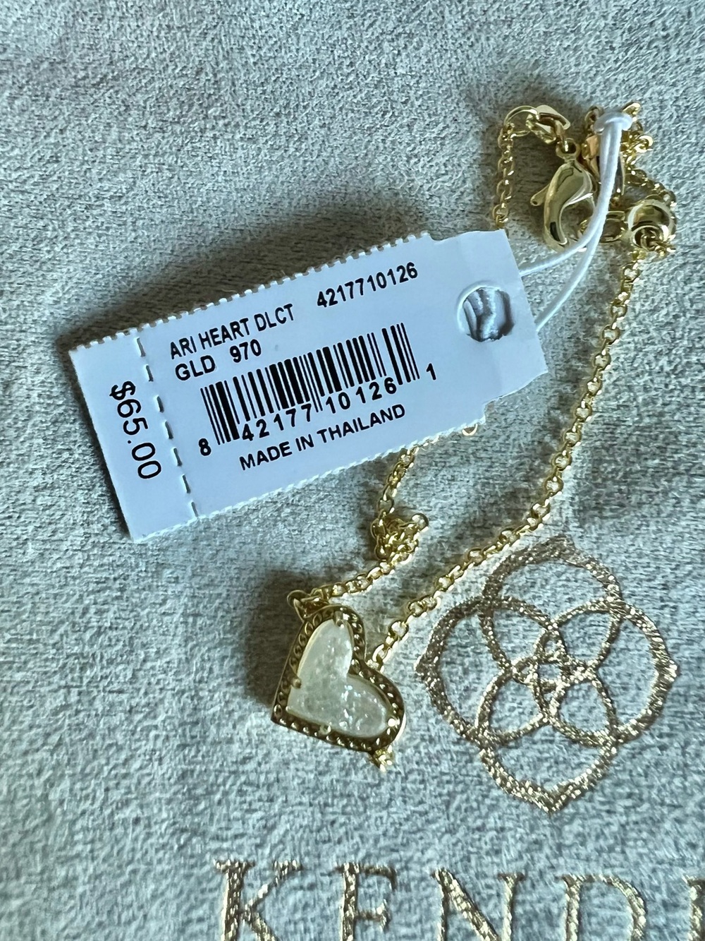 NWT Kendra Scott Ari Heart Gold Chain Bracelet in Iridescent Drusy - Picture 9 of 9